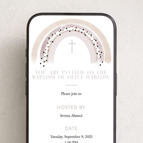 This is a blush online invitations by Maja Cunningham called rainbow christening printing on digital paper in standard