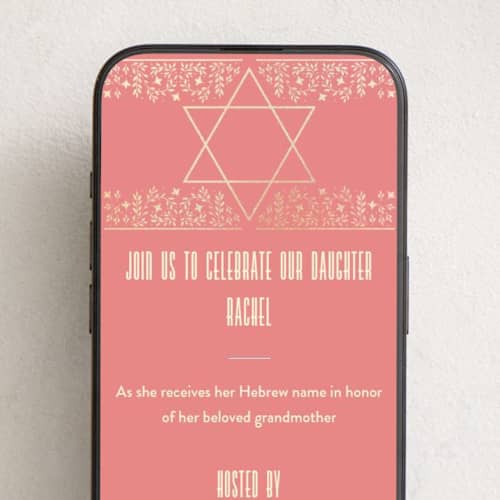 This is a blossom online invitations by Ana de Sousa called jewish star of david printing on digital paper in standard