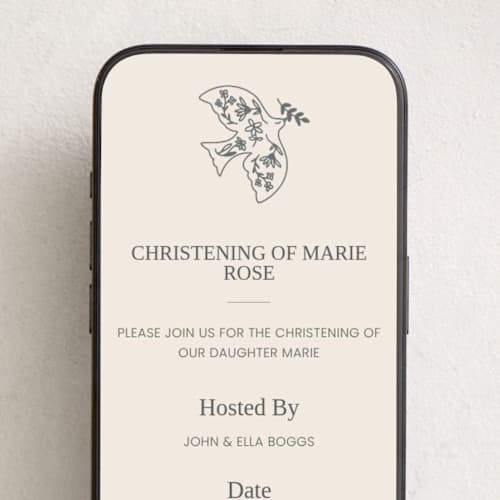 This is a sand online invitations by Sabrina Niehaus called floral dove with twig printing on digital paper in standard