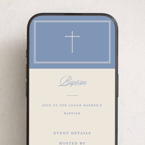 This is a province online invitations by Stacey Meacham called classic blessings printing on digital paper in standard