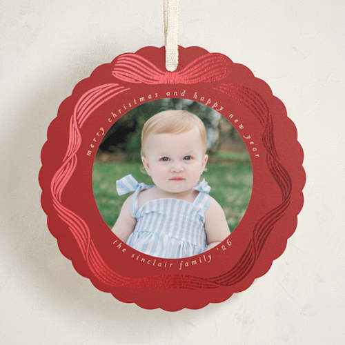 This is a peppermint holiday card ornaments with foil pressed by Pati Cascino called natale printing on recycled smooth signature in ornament