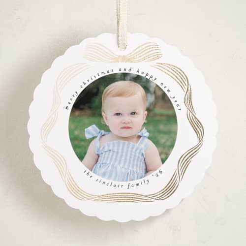 This is a snow holiday card ornaments with foil pressed by Pati Cascino called natale printing on recycled smooth signature in ornament