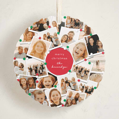This is a merlot holiday card ornaments with standard by fatfatin called family tree printing on recycled smooth signature in ornament