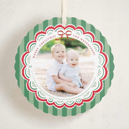This is a fir holiday card ornaments with standard by Mansi Verma called festive folk printing on recycled smooth signature in ornament
