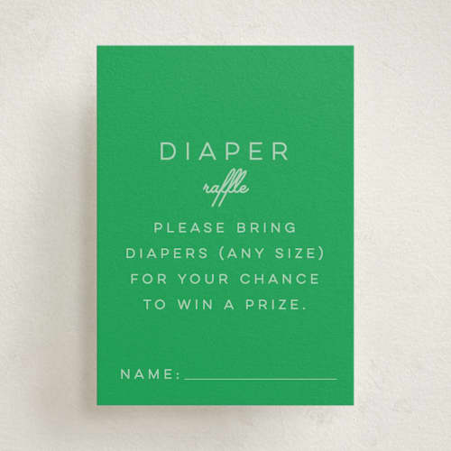 This is a mint baby shower insert cards with standard by Jen Ramsey called vintage classic printing on signature in standard