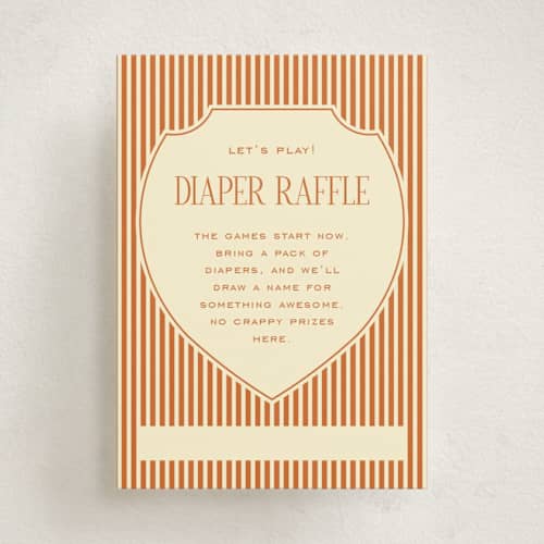 This is a citrus baby shower insert cards with standard by Ashlee Townsend called the club crest printing on signature in standard
