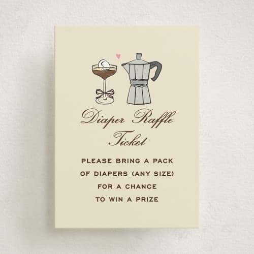 This is a cream baby shower insert cards with standard by Jennifer Lew called espresso printing on signature in standard