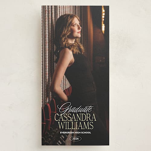 This is a butter graduation announcements with standard by Jenna Holcomb called spotlight moment printing on recycled smooth signature in tall