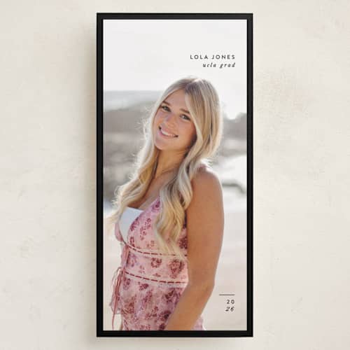 This is a coal graduation announcements with standard by Jackie Crawford called archival border printing on recycled smooth signature in tall