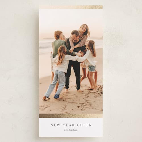 This is a snow foil pressed holiday cards with foil pressed by Yaling Hou Suzuki called holiday simplicity printing on recycled smooth signature in tall