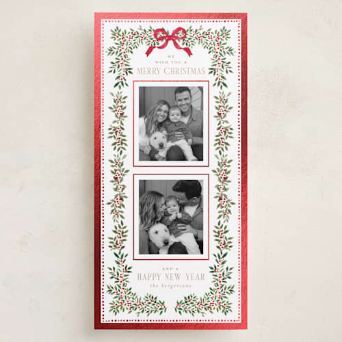 This is a snow berry foil pressed holiday cards with foil pressed by Itsy Belle Studio called elegance framed printing on recycled smooth signature in tall