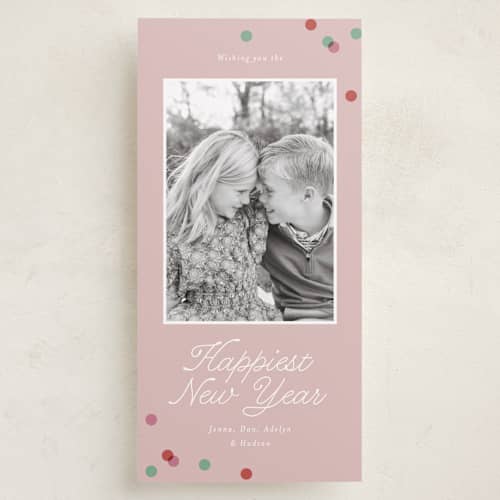 This is a candy holiday photo cards with standard by Angela Garrick called polka corner printing on recycled smooth signature in tall