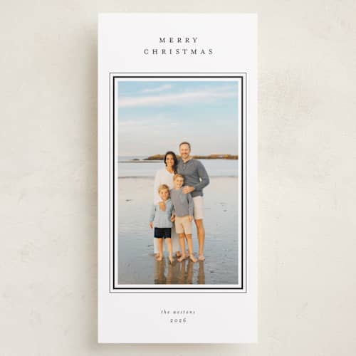 This is a night sky holiday photo cards with standard by Stacey Meacham called elegant frame printing on recycled smooth signature in tall