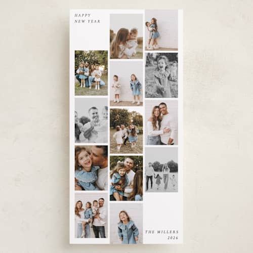 This is a snow holiday photo cards with standard by Sumak Studio called photo stripes printing on recycled smooth signature in tall