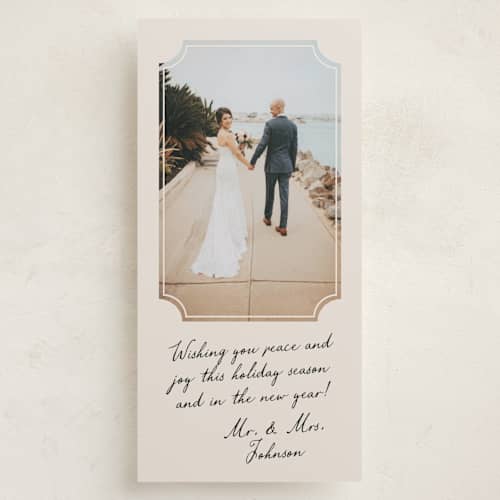 This is a marshmallow holiday photo cards with standard by Pati Cascino called selena printing on recycled smooth signature in tall