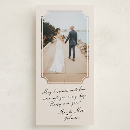This is a marshmallow holiday photo cards with standard by Pati Cascino called selena printing on recycled smooth signature in tall