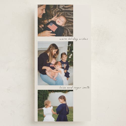 This is a vanilla holiday photo cards with standard by Tamara Hilje called film printing on recycled smooth signature in tall