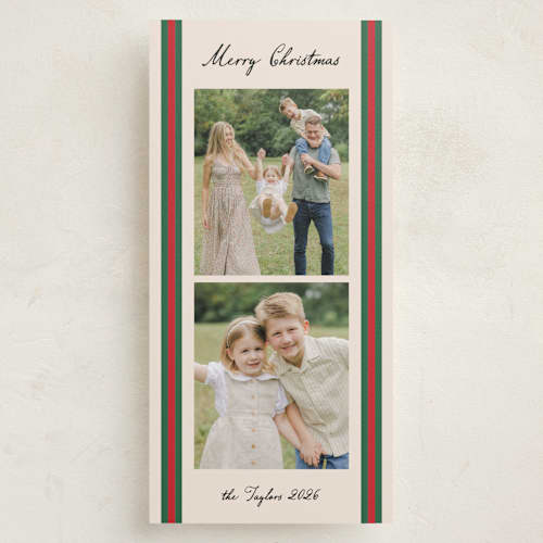 This is a holly berry holiday photo cards with standard by Annie Shapiro called rugby printing on recycled smooth signature in tall
