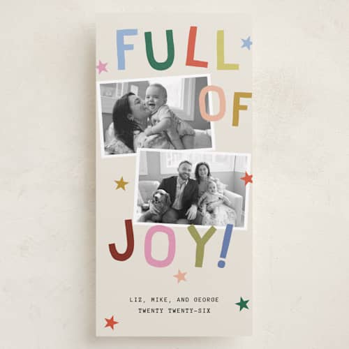 This is a jubilant holiday photo cards with standard by Kercia Jane called full of joy (& cheer) printing on recycled smooth signature in tall