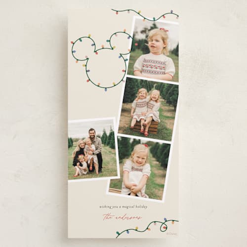 This is a gumdrop holiday photo cards with standard by Sarah Hawkins Designs called disney's mickey glowing lights printing on recycled smooth signature in tall
