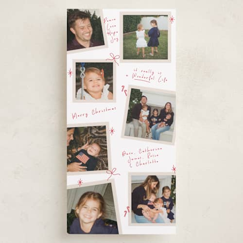 This is a poinsettia holiday photo cards with standard by Owl and Toad called personal note printing on recycled smooth signature in tall