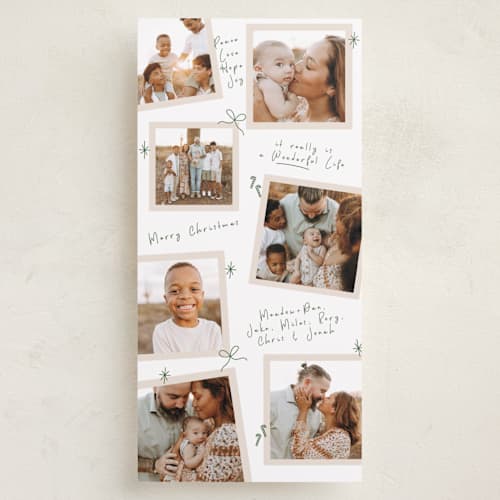 This is a pine needle holiday photo cards with standard by Owl and Toad called personal note printing on recycled smooth signature in tall
