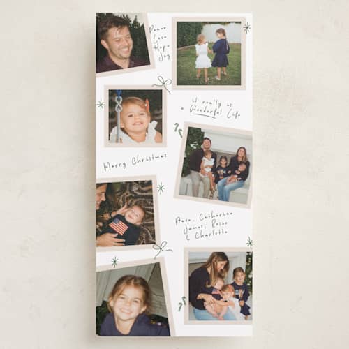 This is a pine needle holiday photo cards with standard by Owl and Toad called personal note printing on recycled smooth signature in tall