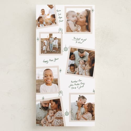 This is a pine needle holiday photo cards with standard by Owl and Toad called personal note printing on recycled smooth signature in tall