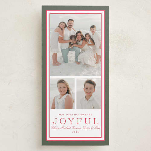 This is a fir holiday photo cards with standard by Alston Foster called favorite joys printing on recycled smooth signature in tall