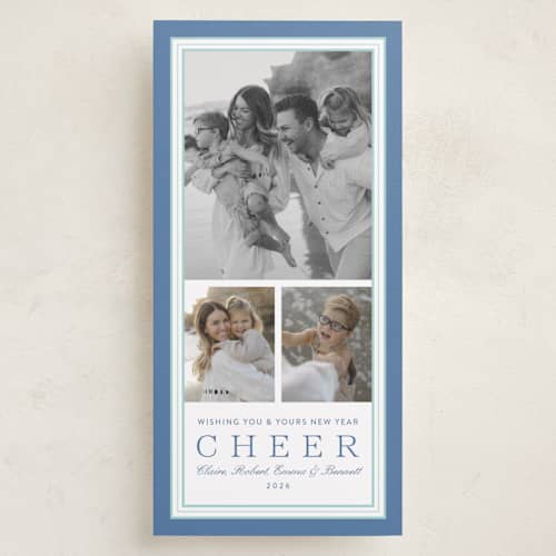 This is a wintermint holiday photo cards with standard by Alston Foster called favorite joys printing on recycled smooth signature in tall