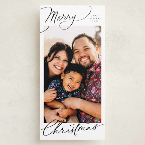 This is a snow holiday photo cards with standard by Everett Paper Goods called evoke printing on recycled smooth signature in tall