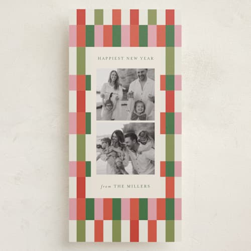 This is a jolly holiday photo cards with standard by Joyce Pinheiro called stripes of joy printing on recycled smooth signature in tall