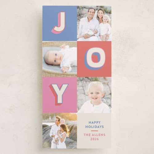This is a confetti holiday photo cards with standard by Kacey Kendrick Wagner called color pop joy printing on recycled smooth signature in tall