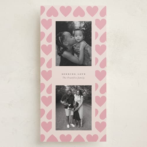 This is a rose holiday photo cards with standard by Kristin Oliversen called all the hearts printing on recycled smooth signature in tall