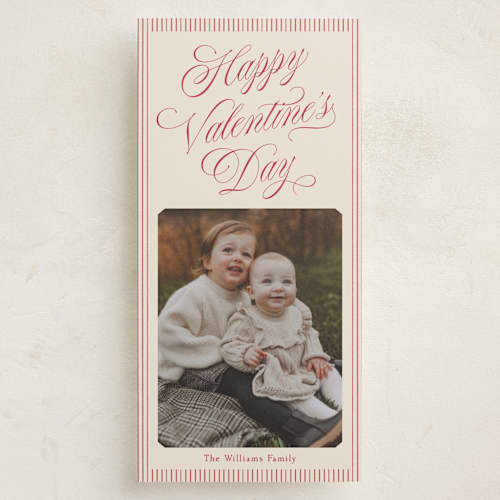 This is a cream holiday photo cards with standard by Robert and Stella called tidy stripe printing on recycled smooth signature in tall