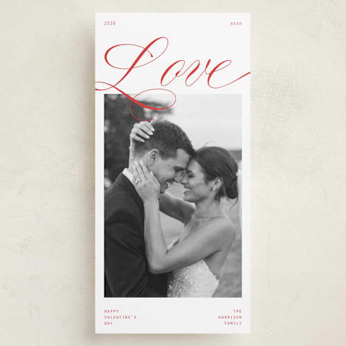 This is a candy apple holiday photo cards with standard by Ashlee Townsend called corner love printing on recycled smooth signature in tall