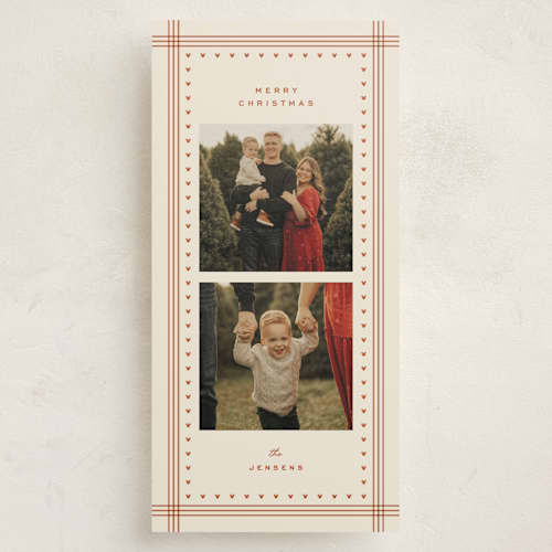 This is a rust holiday photo cards with standard by Ellen Schlegelmilch called disney's stitched mickey printing on recycled smooth signature in tall
