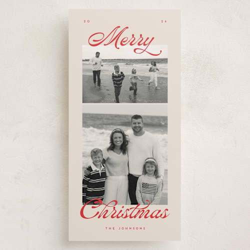 This is a butter holiday photo cards with standard by Christy Hy Lee called nostalgic duo printing on recycled smooth signature in tall