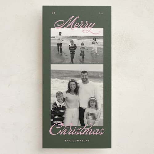 This is a olive holiday photo cards with standard by Christy Hy Lee called nostalgic duo printing on recycled smooth signature in tall