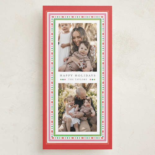 This is a holly holiday photo cards with standard by Laura Bercovich called bejeweled printing on recycled smooth signature in tall