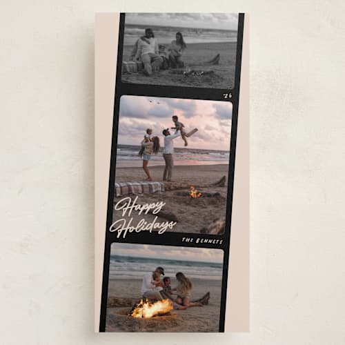This is a coal holiday photo cards with standard by Pixel and Hank called on film printing on recycled smooth signature in tall