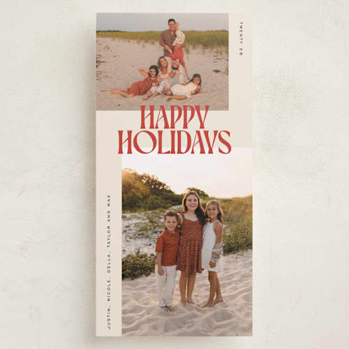 This is a candy cane holiday photo cards with standard by Ekko Studio called retro duo printing on recycled smooth signature in tall