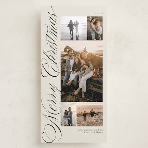 This is a raven holiday photo cards with standard by Kate Ahn called curly printing on recycled smooth signature in tall