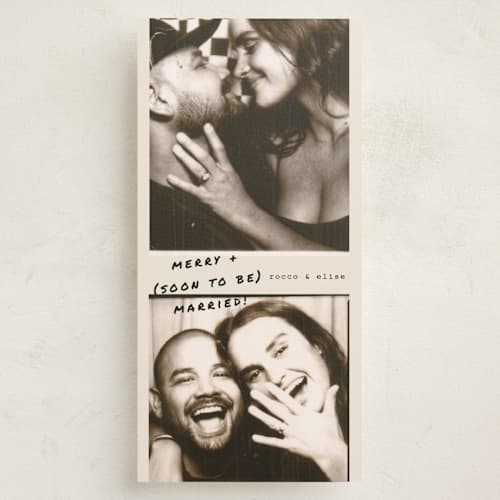 This is a vanilla holiday photo cards with standard by Christie Garcia called frame story printing on recycled smooth signature in tall