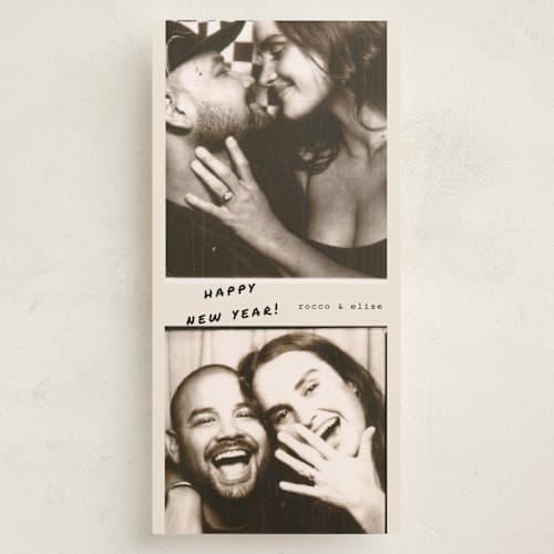 This is a vanilla holiday photo cards with standard by Christie Garcia called frame story printing on recycled smooth signature in tall
