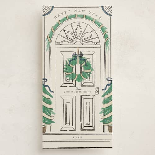 This is a winter holiday photo cards with standard by Heather Schertzer called welcome home printing on signature in tall