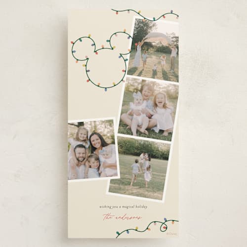 This is a gumdrop holiday photo cards with standard by Sarah Hawkins Designs called disney's mickey glowing lights printing on signature in tall