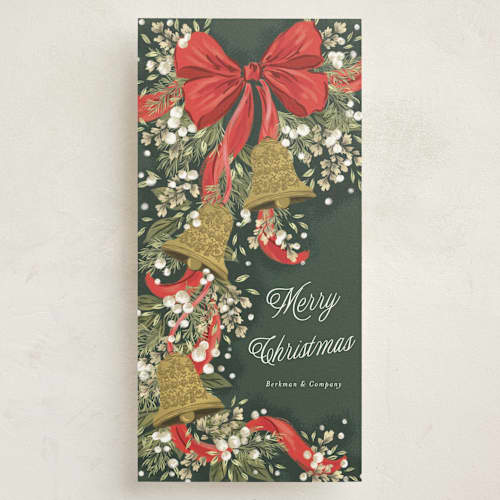 This is a forest holiday photo cards with standard by Jackie Crawford called holiday bell garland printing on signature in tall