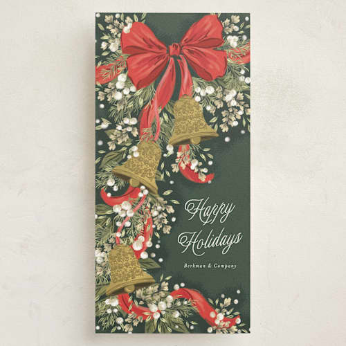 This is a forest holiday photo cards with standard by Jackie Crawford called holiday bell garland printing on signature in tall