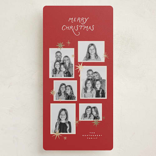 This is a santa suit foil pressed holiday cards with foil pressed by Wildfield Paper Co called shooting star printing on recycled smooth signature in tall
